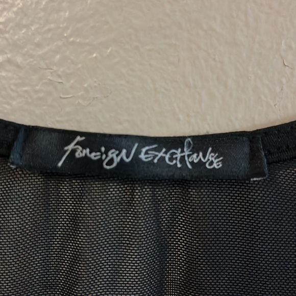 NWT Foreign Exchange Black Mesh Cut Out Embossed Textured Body Con Dress S - Picture 2 of 13